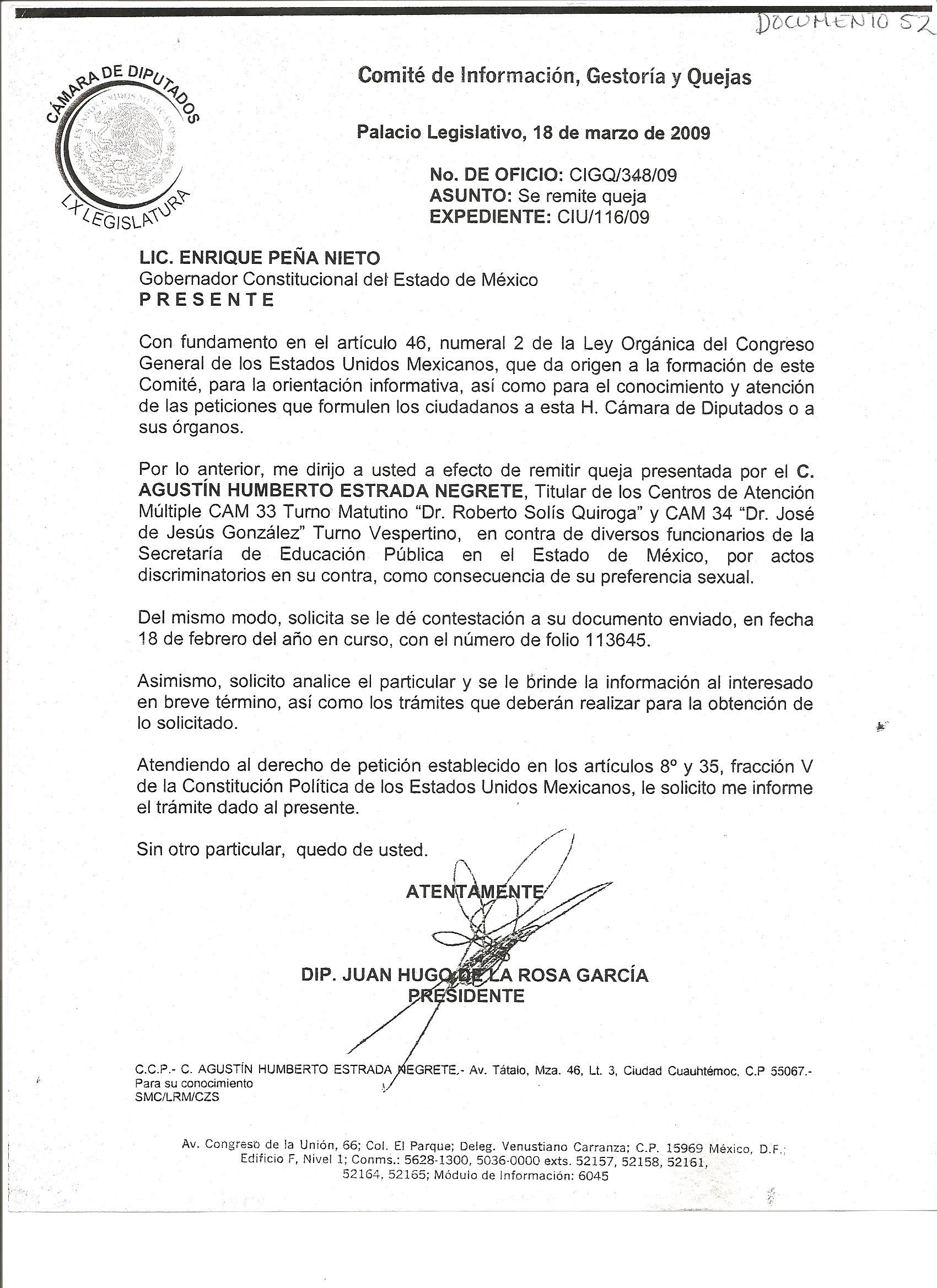 Petición de diputado federal a gobernador  Agustín 